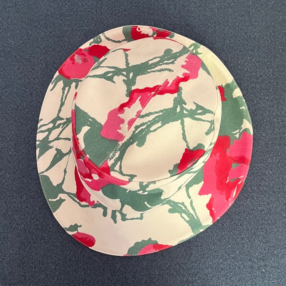 Helen Kaminski Floral Bucket Hat in Cream, Green & Pink